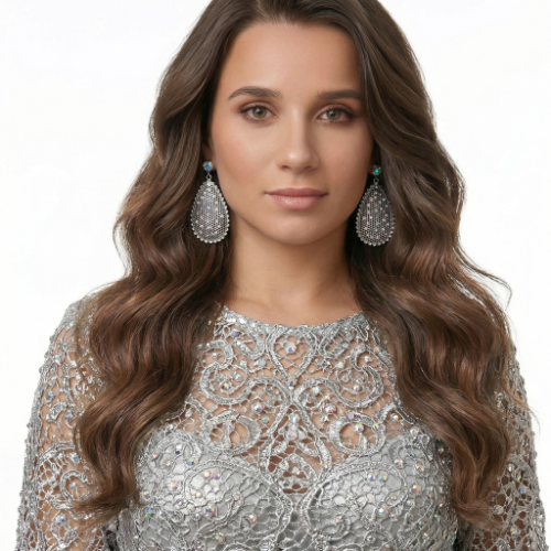 Silver Mesh Teardrop Earrings