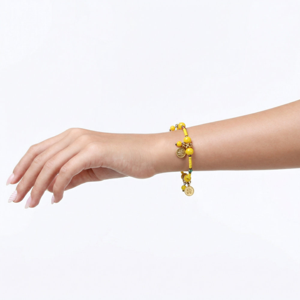 Sunburst Yellow Coin Bracelet