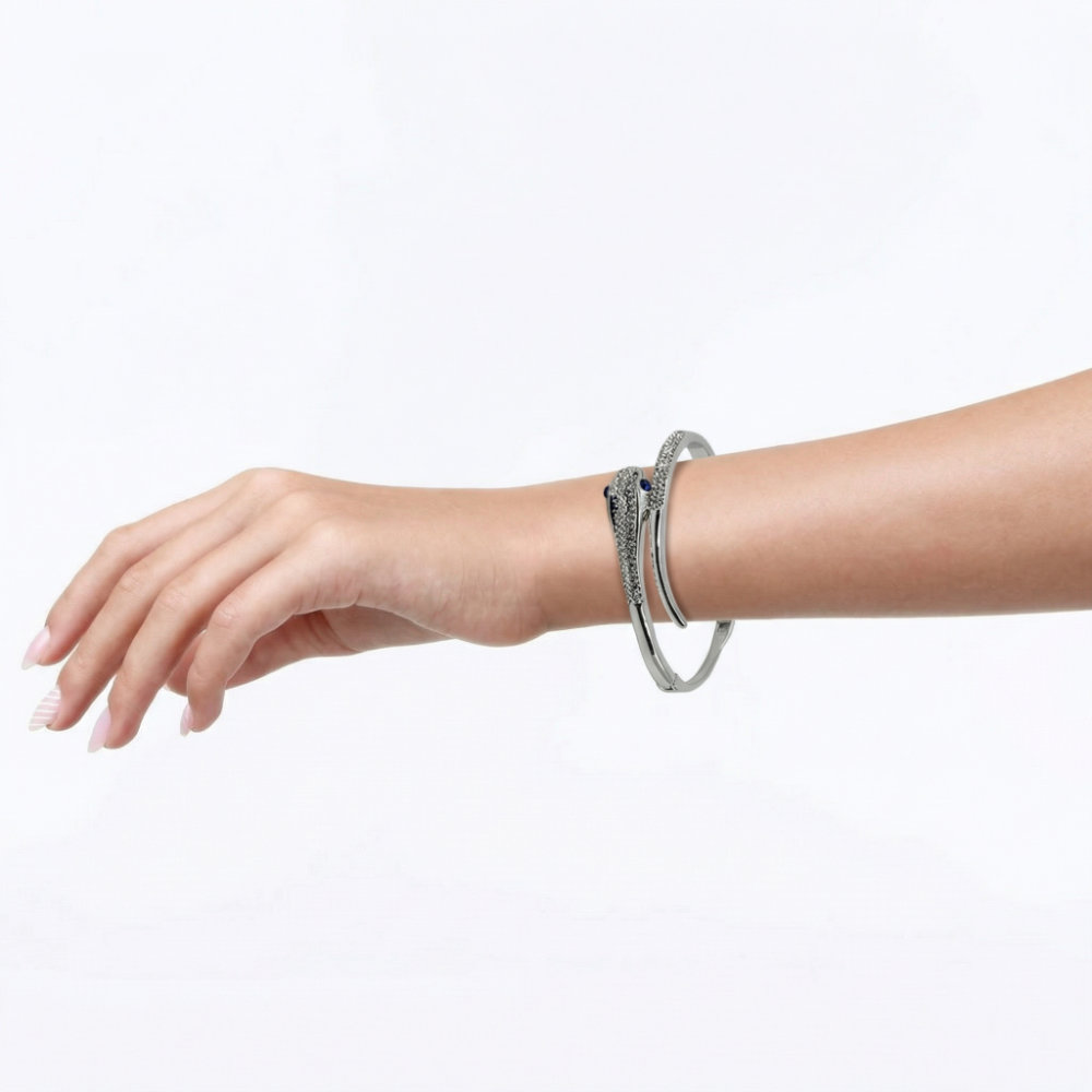 Sparkling Silver Bypass Bangle