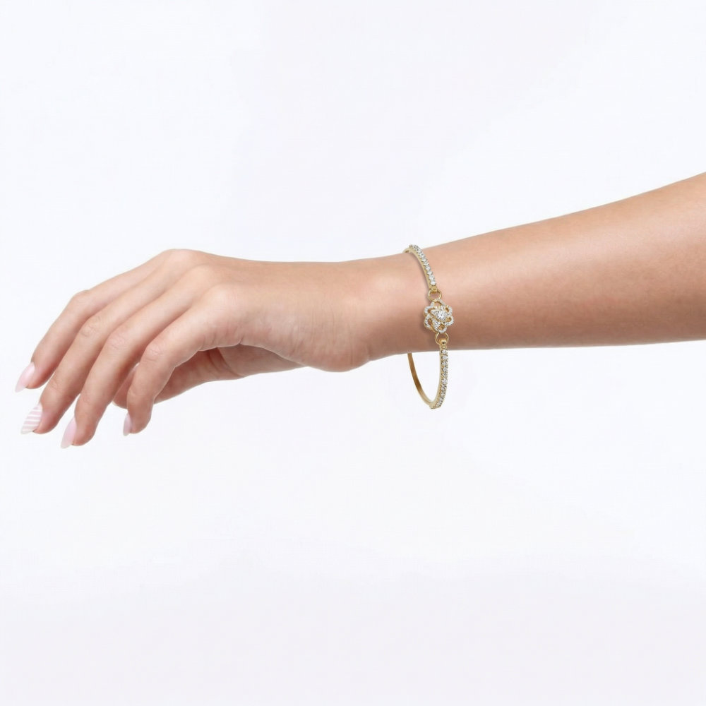 Golden Petal Crystal Bangle