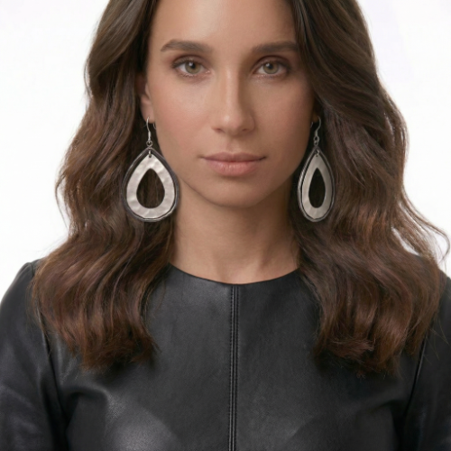 Two-Tone Hammered Teardrop Dangle Earrings