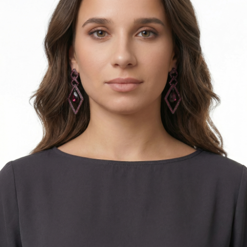 Garnet Crystal Pavé Diamond Drop Earrings