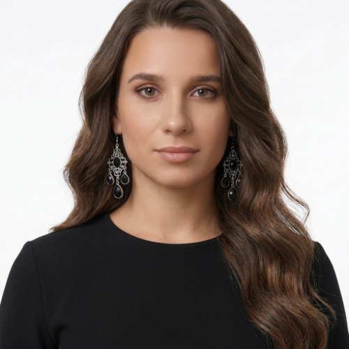 Black Onyx Filigree Chandelier Drop Earrings