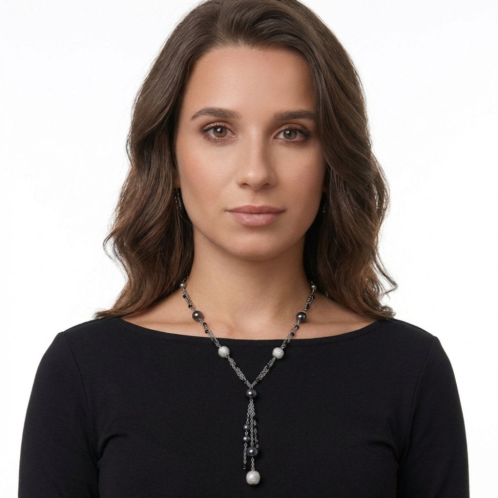 Midnight Elegance Lariat Tassel Necklace