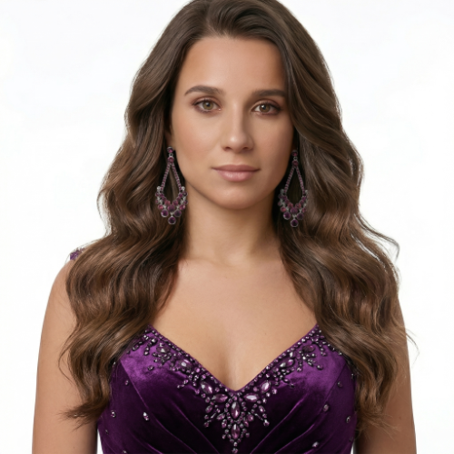 Magenta Crystal Teardrop Chandelier Earrings