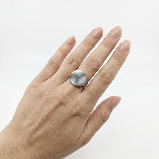 Minimalist Small Circular Disc Statement Ring