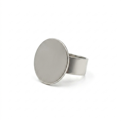 Minimalist Small Circular Disc Statement Ring