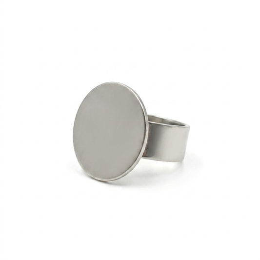 Minimalist Small Circular Disc Statement Ring