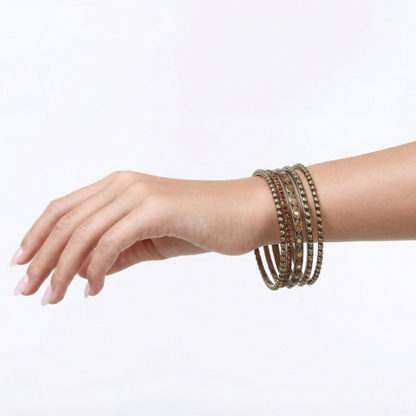 Mixed Metal Textured Bangle Stack Set