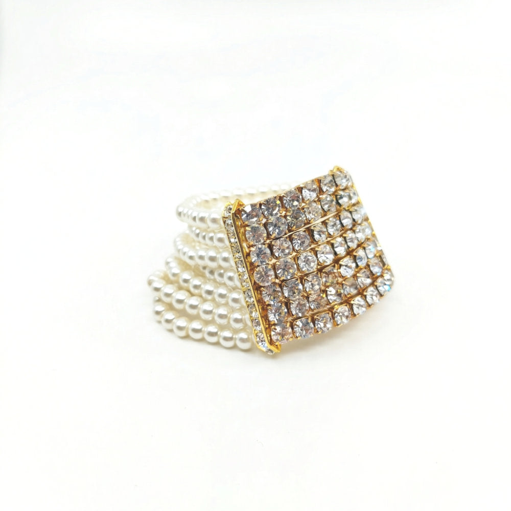 Pearl & Crystal Pave Cuff Bracelet