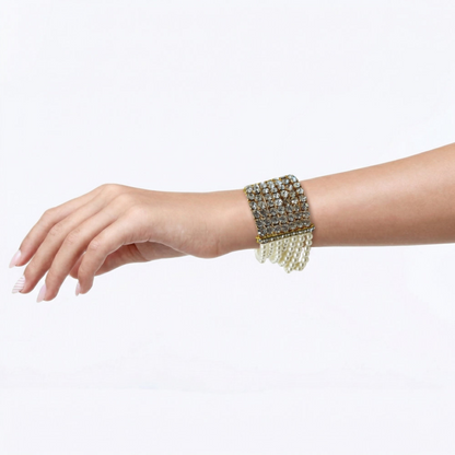 Pearl & Crystal Pave Cuff Bracelet