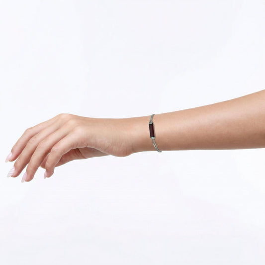 Red Bar Silver Chain Bracelet