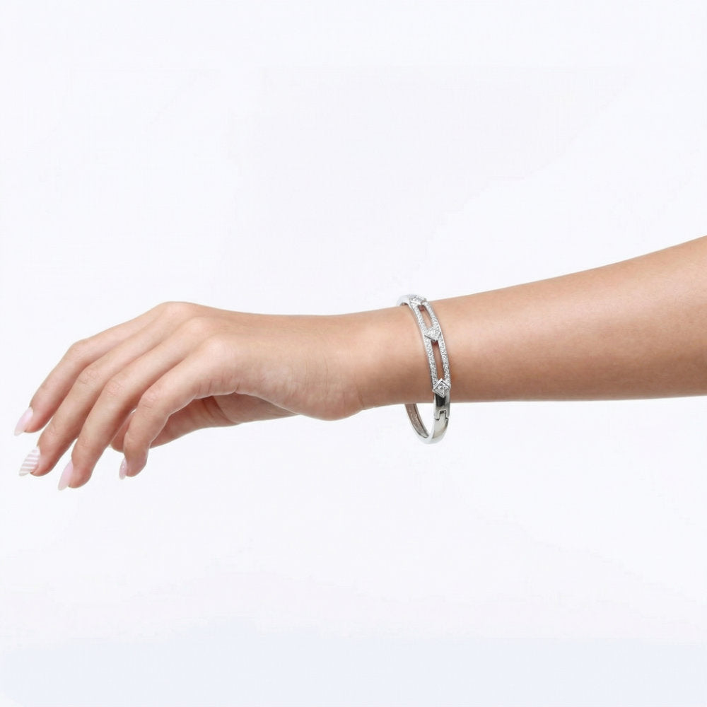 Silver Crystal Diamond Bangle