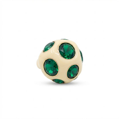 Cream & Emerald Crystal Dome Ring