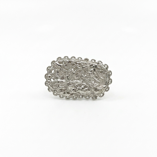 Silver Filigree Metal Band Ring