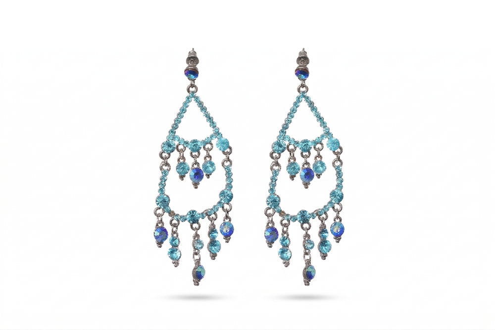 Blue Crystal Chandelier Drop Earrings
