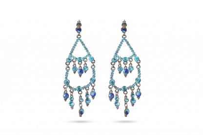 Blue Crystal Chandelier Drop Earrings