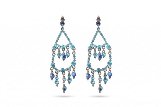 Blue Crystal Chandelier Drop Earrings