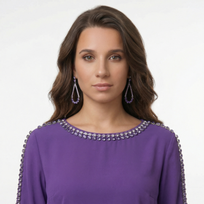 Ombre Amethyst Open Teardrop Earrings