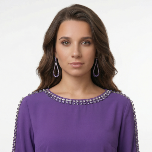 Ombre Amethyst Open Teardrop Earrings