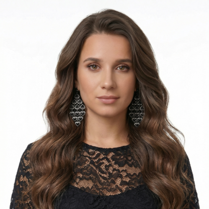 Gunmetal Black Heart Chandelier Earrings