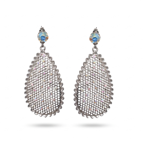 Silver Mesh Teardrop Earrings