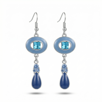 Blue Crystal Teardrop Dangle Earrings