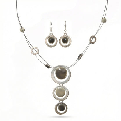 Silver Circle Drop Jewelry Set