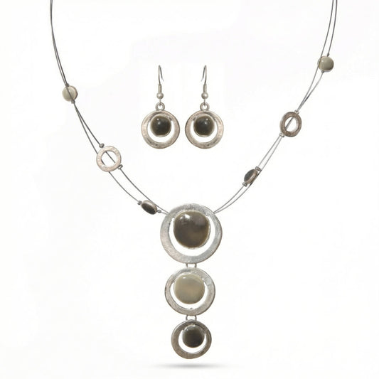 Silver Circle Drop Jewelry Set