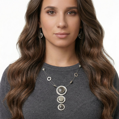 Silver Circle Drop Jewelry Set