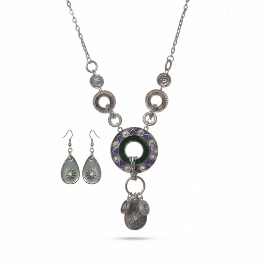 Silver Circle Chain Jewelry Set