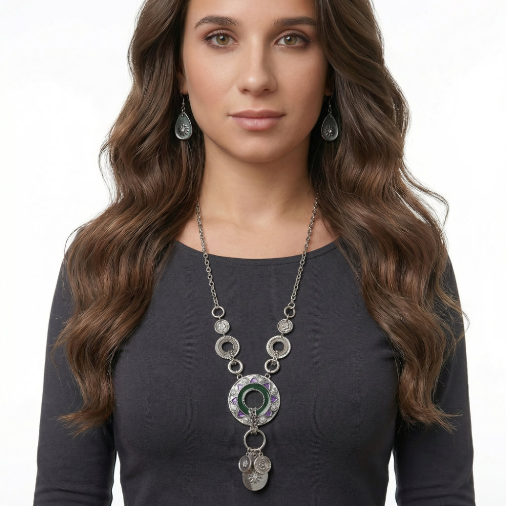 Silver Circle Chain Jewelry Set