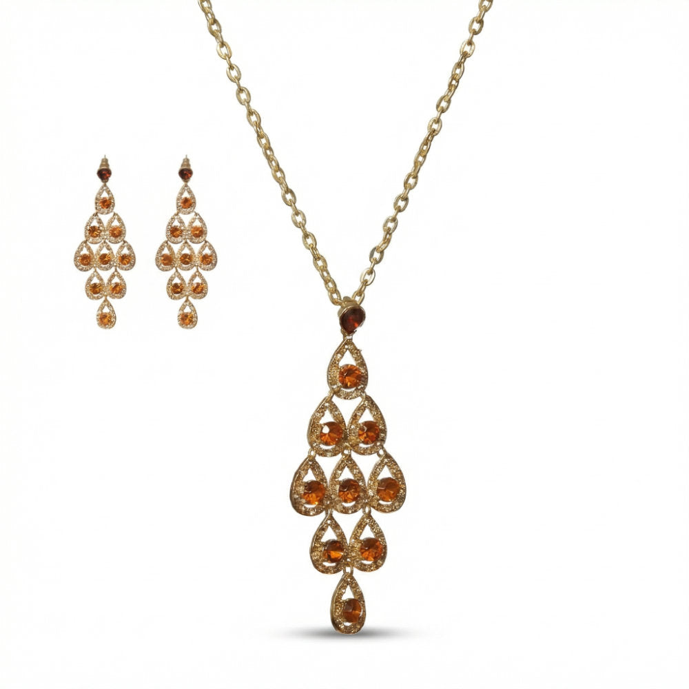 Champagne Teardrop Chandelier Jewelry Set