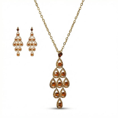 Champagne Teardrop Chandelier Jewelry Set