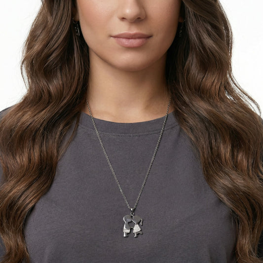 Silver Kissing Couple Pendant Necklace