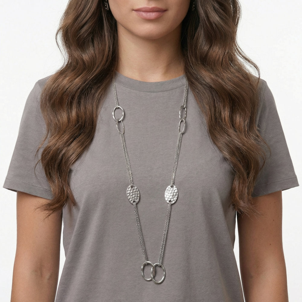 Hammered Silver Link Necklace
