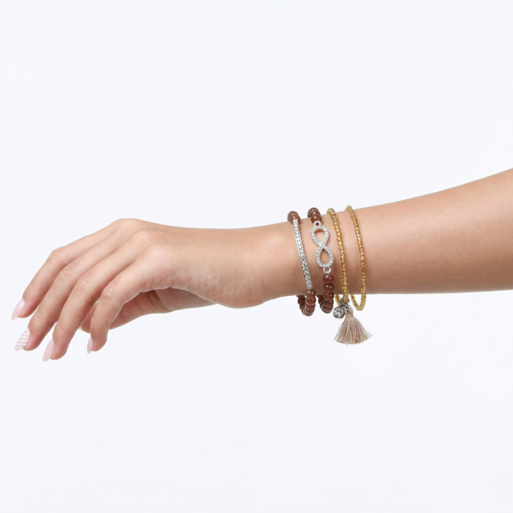 Earthy Beaded Infinity Stack