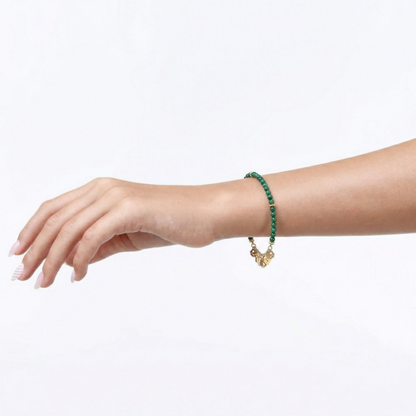 Emerald Green Beaded Charm Bracelet