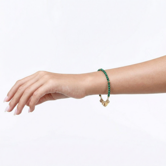 Emerald Green Beaded Charm Bracelet