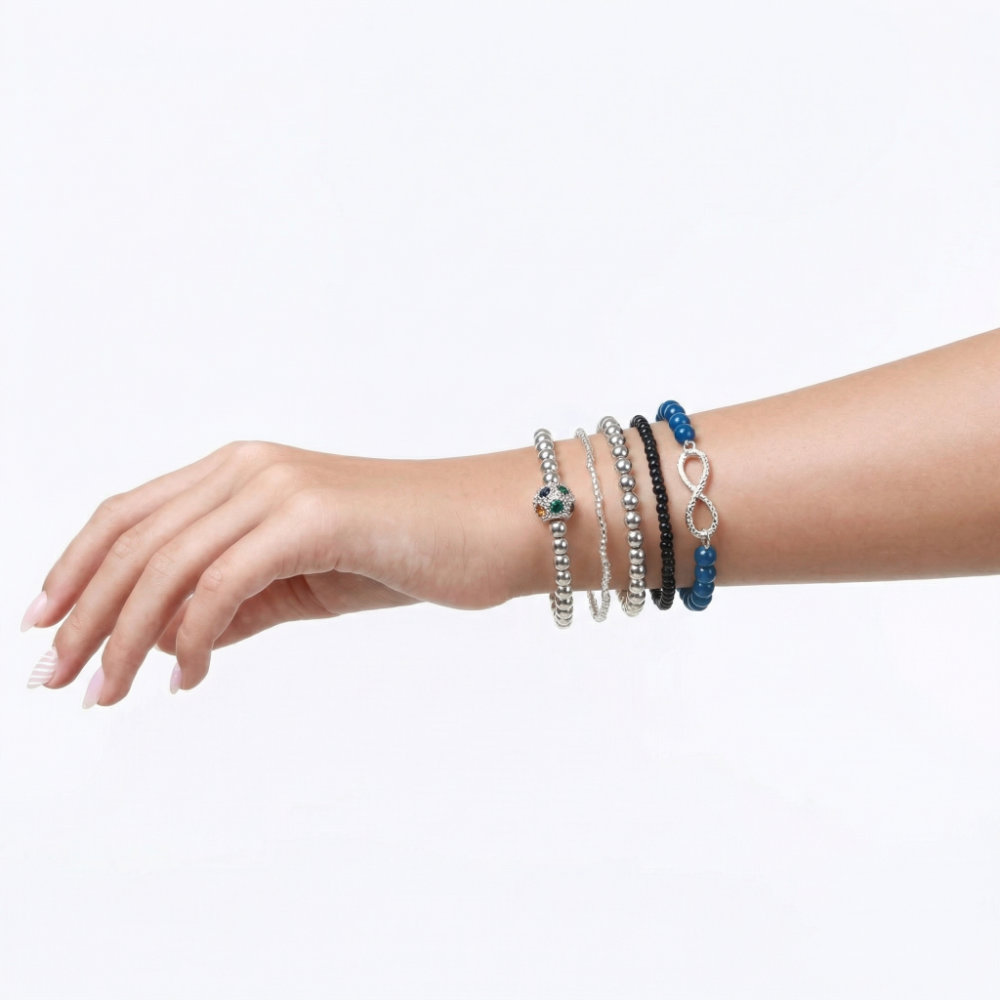 Midnight Blue & Silver Stacked Set