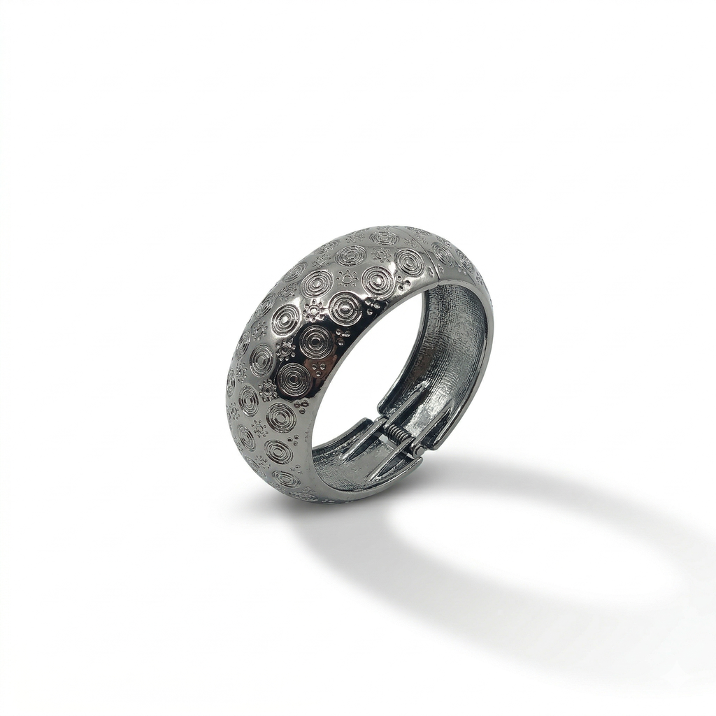 Silver Engraved Spiral  Cuff Bangle