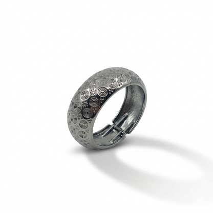 Silver Engraved Spiral  Cuff Bangle