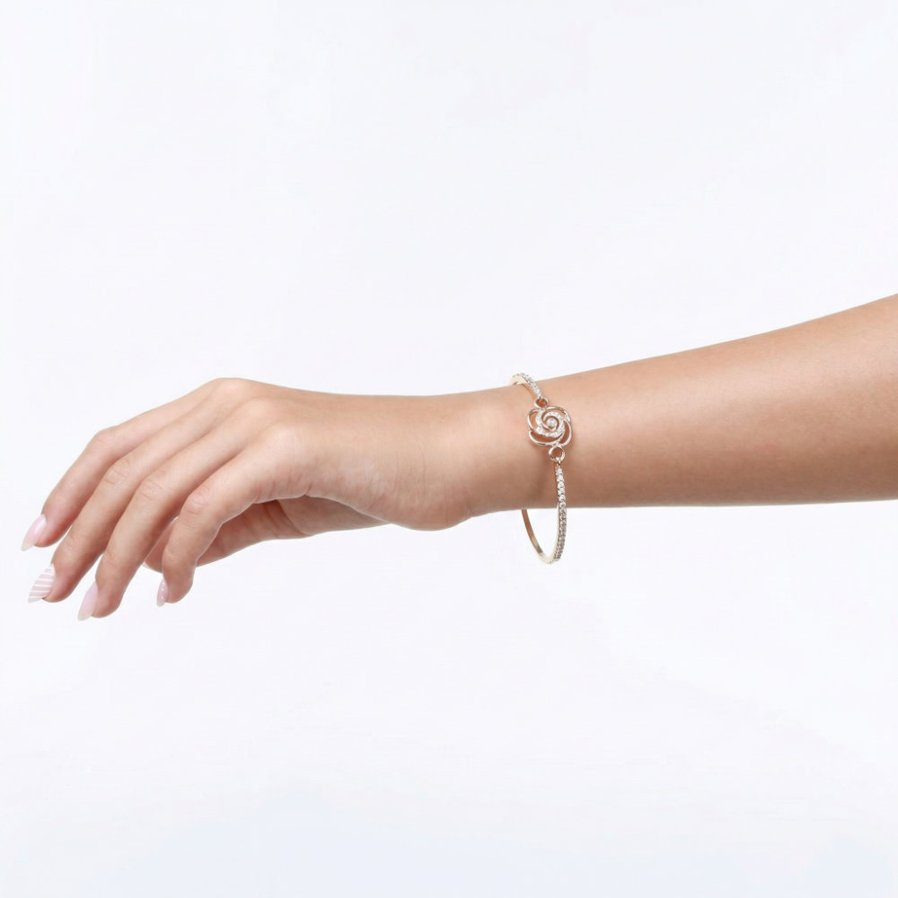 Rose Bloom Crystal Bangle