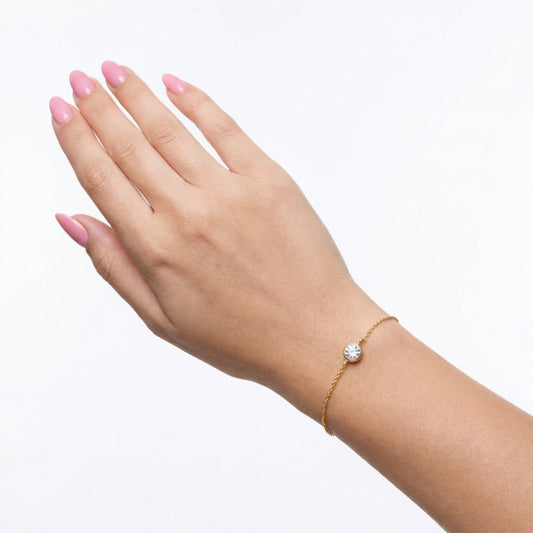 Delicate Gold Pavé Crystal Charm Bracelet