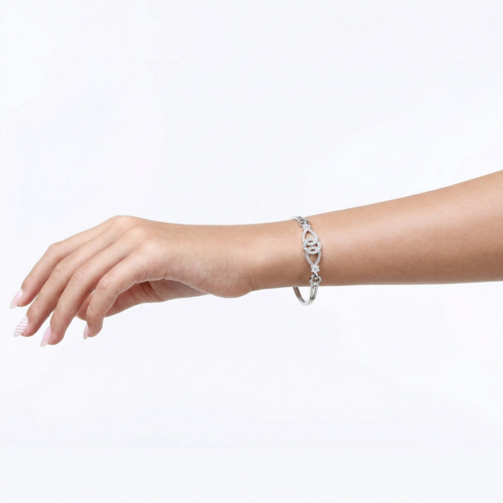 Crystal Teardrop Link Silver Bracelet