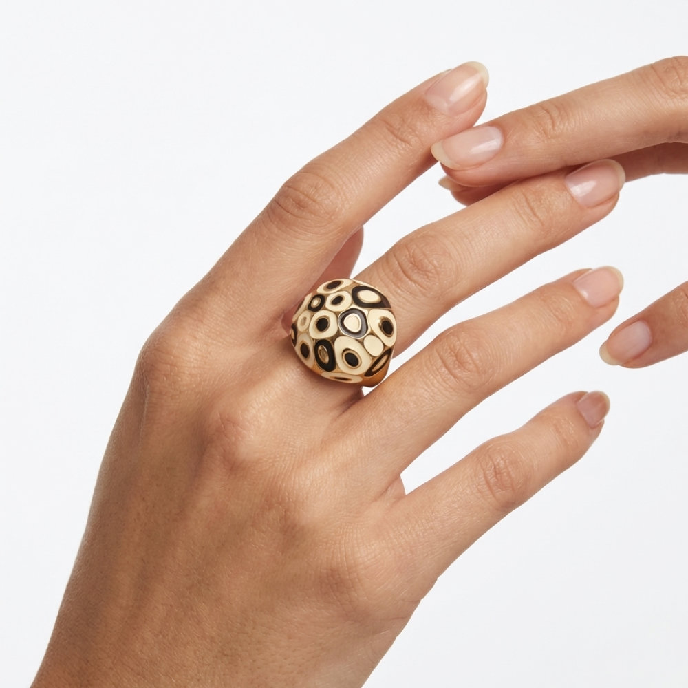 Mod Geometric Enamel Dome Ring