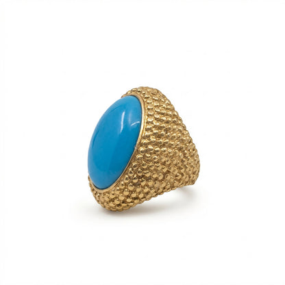 Turquoise Stone Gold Dome Statement Ring