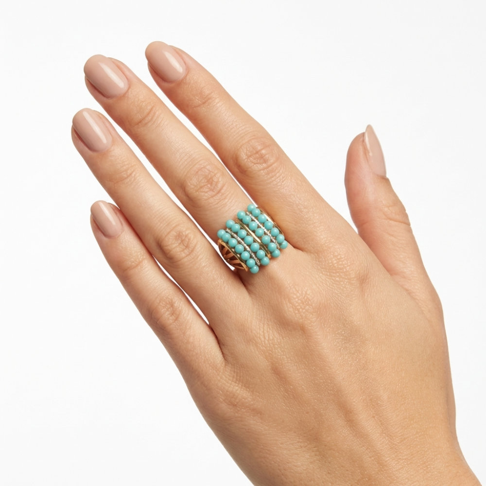 Turquoise Beaded Gold Ring