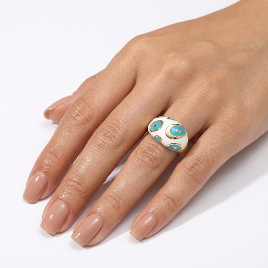 Azure Motif Enamel Ring