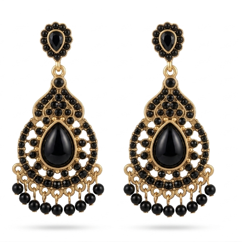 Black Onyx Chandelier Drop Earrings